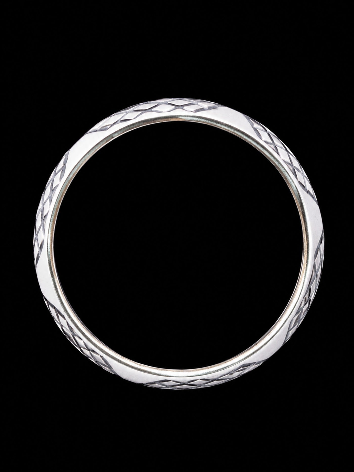 Men's Snakeskin Textured Sterling Silver Kada | 925 Scales Bangle 69.9mm