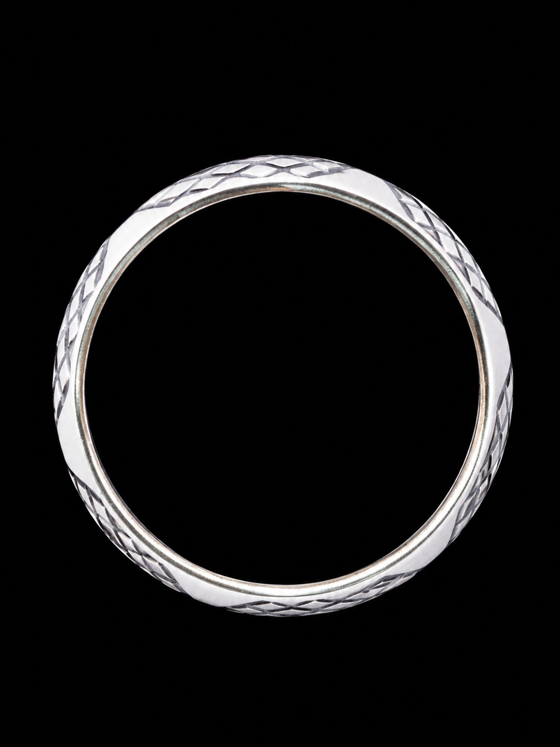 Men's Snakeskin Textured Sterling Silver Kada | 925 Scales Bangle 69.9mm