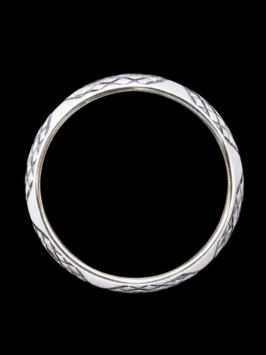 Men's Snakeskin Textured Sterling Silver Kada | 925 Scales Bangle 69.9mm