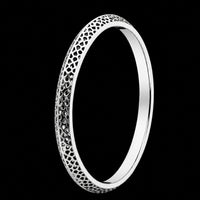 Thumbnail for Men's Industrial Grooved Sterling Silver Bangle | 925 Mechanical Ridge Kada 66.7mm