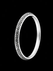 Men's Industrial Grooved Sterling Silver Bangle | 925 Mechanical Ridge Kada 66.7mm