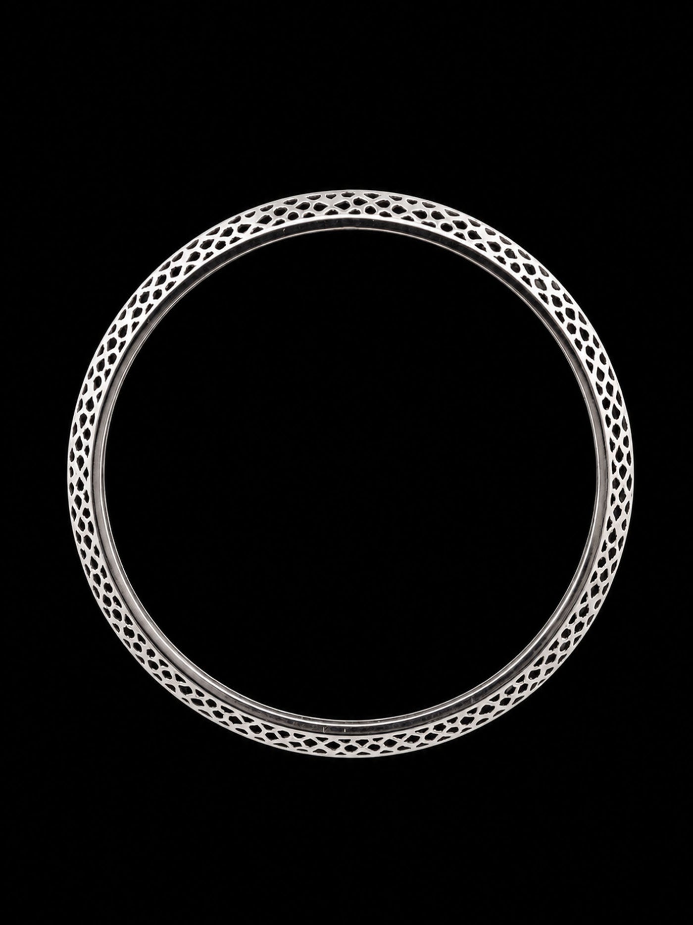 Men's Industrial Grooved Sterling Silver Bangle | 925 Mechanical Ridge Kada 66.7mm