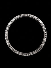 Men's Industrial Grooved Sterling Silver Bangle | 925 Mechanical Ridge Kada 66.7mm
