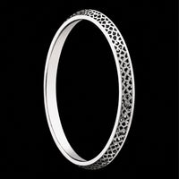 Thumbnail for Men's Industrial Grooved Sterling Silver Bangle | 925 Mechanical Ridge Kada 66.7mm