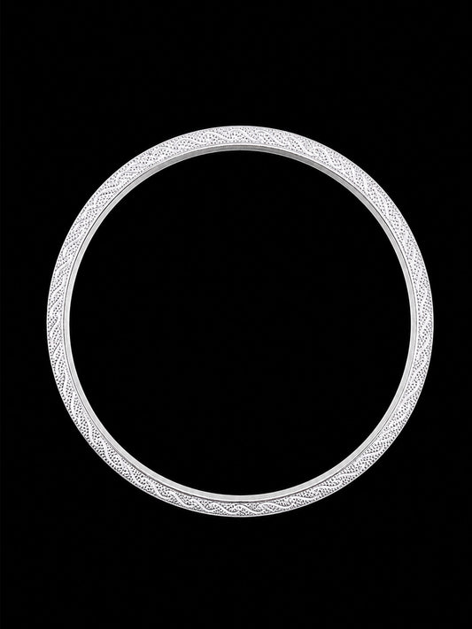 Men's Solid Heavy Sterling Silver Kada | 925 Diamond-Cut Lattice Bangle 66.7mm