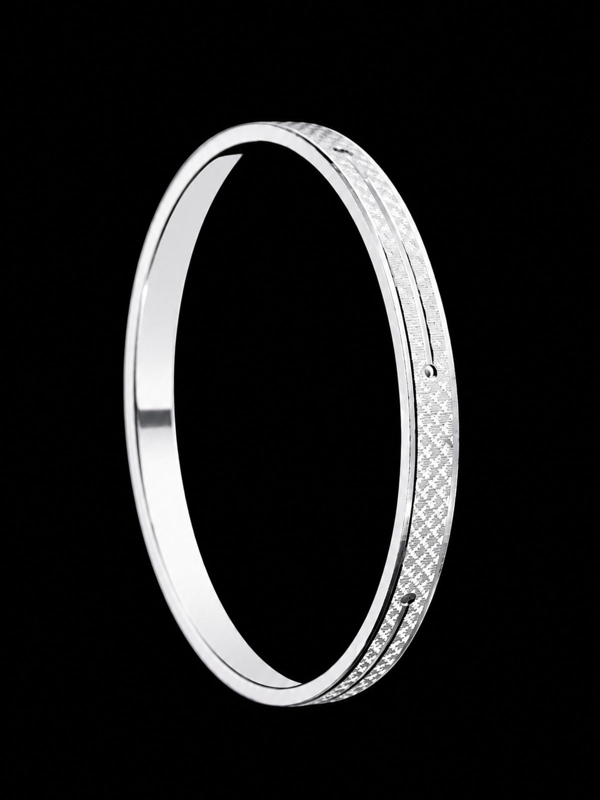 Men's Heavy Solid Sterling Silver Kada | 925 Brick Pattern Bangle 73mm (45g)