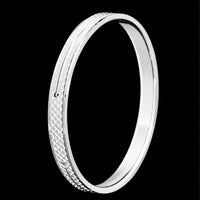 Thumbnail for Men's Heavy Solid Sterling Silver Kada | 925 Brick Pattern Bangle 73mm (45g)