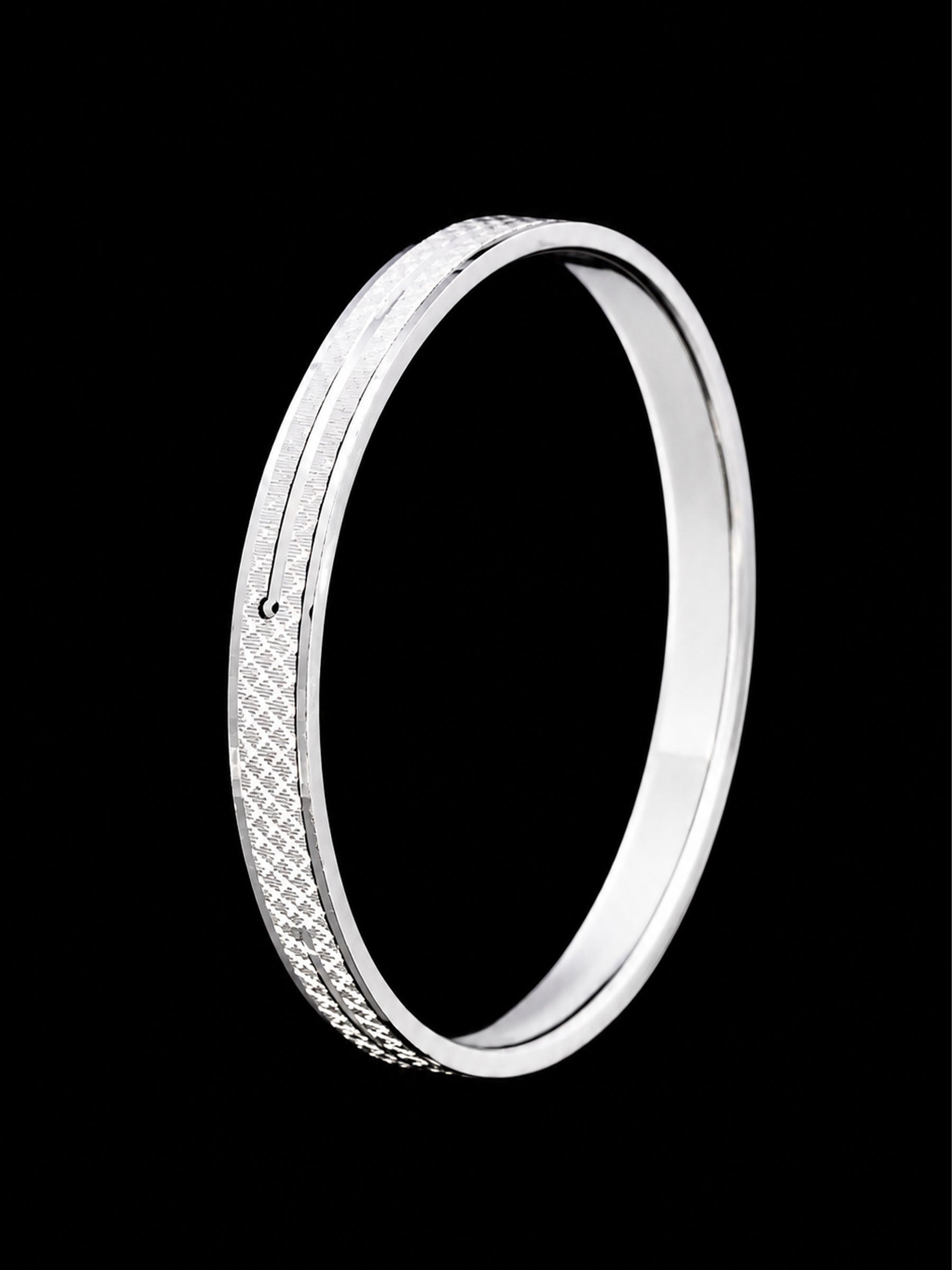 Men's Heavy Solid Sterling Silver Kada | 925 Brick Pattern Bangle 73mm (45g)