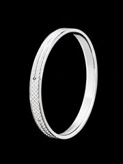 Men's Heavy Solid Sterling Silver Kada | 925 Brick Pattern Bangle 73mm (45g)