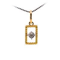 Thumbnail for Minimalist 18K Two-Tone Gold Floating Solitaire Diamond Geometric Pendant | 0.02 CT Single VS-GH Accent Stone, 0.5g Dainty Rectangular Everyday Fine Jewelry