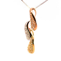 Thumbnail for Luxury 18K Tricolor Gold Wave Pendant | 0.38 CT Brilliant VS-GH Diamonds, 103 Pave-Set Stones, Three-Tone Rose, White & Yellow Gold Luxury Fine Jewelry