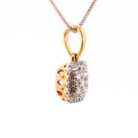 Thumbnail for 18K Gold Two-Tone Cushion Halo Diamond Cluster Pendant | Brilliant VS-GH Diamond Centerpiece, Pave-Set Border, Elegant Double-Layer Geometric Fine Jewelry