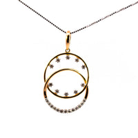 Thumbnail for 18K Yellow and White Gold Interlocking Eclipse Circle Pendant | 0.21 CT Brilliant VS-GH Diamonds, 23 Hand-Set Accent Stones, Two-Tone Geometric Fine Jewelry