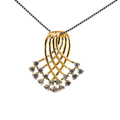 Luxury 18K Yellow Gold Abstract Layered Ribbon Diamond Pendant | 0.35 CT Brilliant VS-GH Diamonds, 17 Hand-Set Stones, Sculptural Contemporary Fine Jewelry
