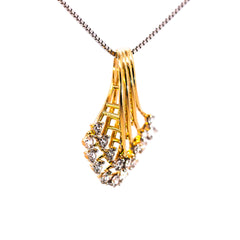 Luxury 18K Yellow Gold Abstract Layered Ribbon Diamond Pendant | 0.35 CT Brilliant VS-GH Diamonds, 17 Hand-Set Stones, Sculptural Contemporary Fine Jewelry