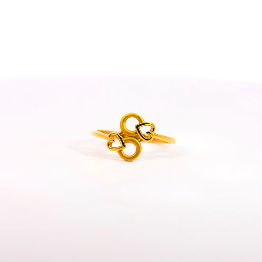 Romantic 22K Yellow Gold Interlocking Heart & Circle Ring | 2.23g High-Purity Solid Gold, Elegant Ladies Fancy Geometric Love Statement Fine Jewelry
