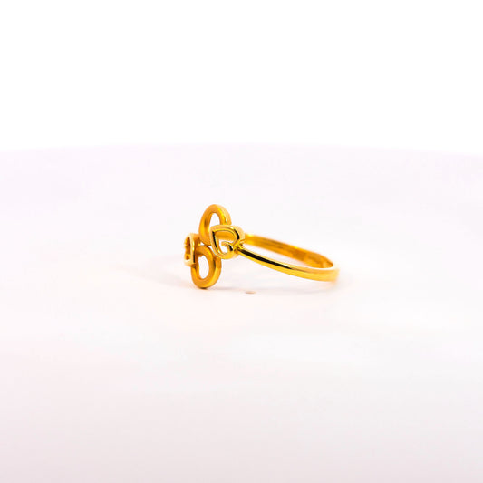 Romantic 22K Yellow Gold Interlocking Heart & Circle Ring | 2.23g High-Purity Solid Gold, Elegant Ladies Fancy Geometric Love Statement Fine Jewelry