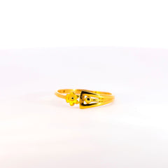 Charming 22K Yellow Gold Floral Open-Bypass Ring | 1.42g High-Purity Solid Gold, Delicate Ladies Fancy Geometric Statement Fine Jewelry