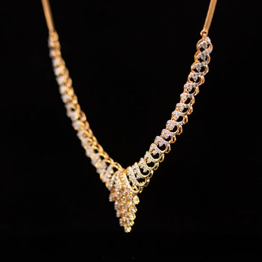 Luxury 18K Yellow Gold Wave Link Diamond Necklace & Earrings Set | 3.27 CTW Brilliant VS-SI Diamonds, 347 Stones, 25.07g Solid Gold Premium High Jewelry Bridal Ensemble