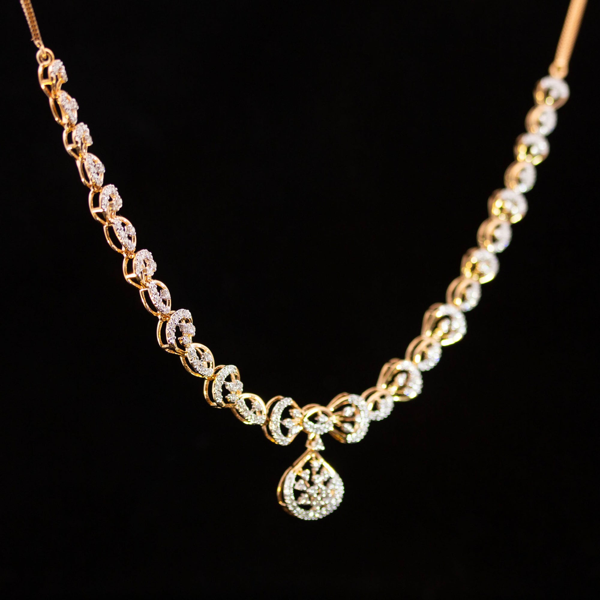 Luxury 18K Yellow Gold Infinity Wave Diamond Necklace & Earrings Set | 2.24 CTW Brilliant VS-SI Diamonds, 240 Stones, 17.87g Solid Gold Premium Bridal Jewelry Ensemble