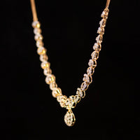 Thumbnail for Luxury 18K Yellow Gold Infinity Wave Diamond Necklace & Earrings Set | 2.24 CTW Brilliant VS-SI Diamonds, 240 Stones, 17.87g Solid Gold Premium Bridal Jewelry Ensemble