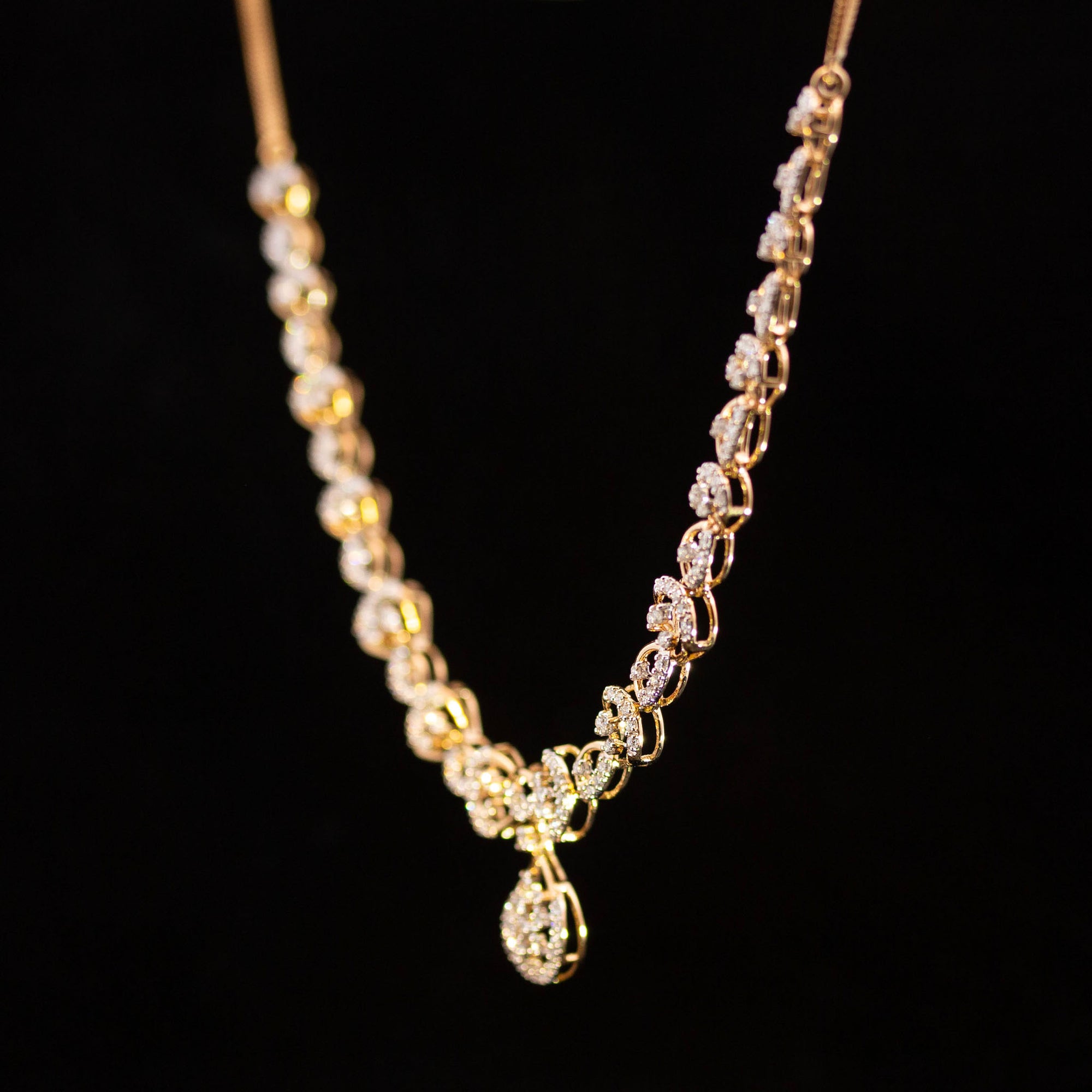 Luxury 18K Yellow Gold Infinity Wave Diamond Necklace & Earrings Set | 2.24 CTW Brilliant VS-SI Diamonds, 240 Stones, 17.87g Solid Gold Premium Bridal Jewelry Ensemble