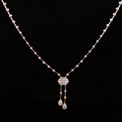 Luxury 18K Rose Gold Minimalist Geometric Diamond Necklace & Earrings Set | 1.43 CTW Brilliant VS-GH Diamonds, 192 Stones, 13.28g Solid Gold Premium High Jewelry Bridal Ensemble