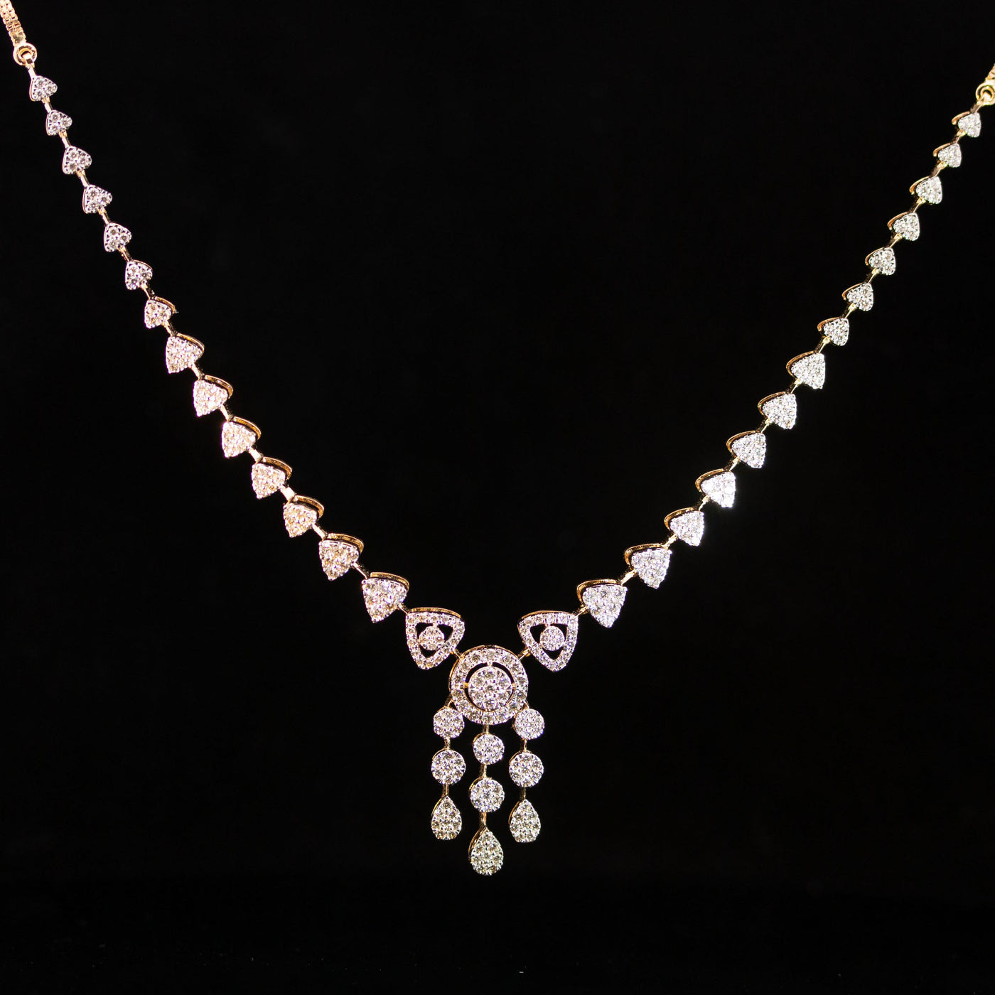 Luxury 18K Yellow Gold Heart Link Diamond Necklace & Earrings Set | 2.35 CTW Brilliant VS-GH Diamonds, 377 Stones, 19.95g Solid Gold Premium High Jewelry Bridal Ensemble