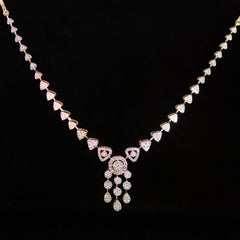 Luxury 18K Yellow Gold Heart Link Diamond Necklace & Earrings Set | 2.35 CTW Brilliant VS-GH Diamonds, 377 Stones, 19.95g Solid Gold Premium High Jewelry Bridal Ensemble