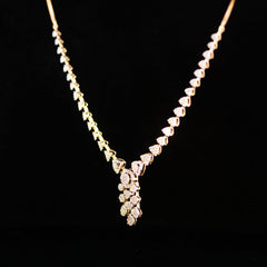 Luxury 18K Yellow Gold Heart Link Diamond Necklace & Earrings Set | 2.35 CTW Brilliant VS-GH Diamonds, 377 Stones, 19.95g Solid Gold Premium High Jewelry Bridal Ensemble