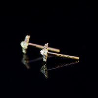 Thumbnail for 22K Gold Flower Stud Earrings | Yellow Gold Textured Floral Studs NZ