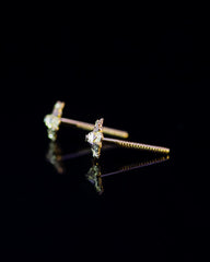 22K Gold Flower Stud Earrings | Yellow Gold Textured Floral Studs NZ