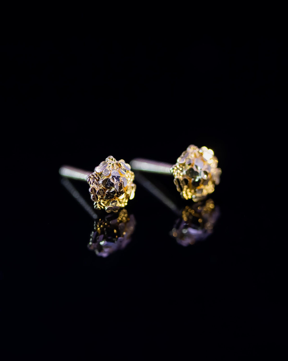 22K Gold Flower Stud Earrings | Yellow Gold Textured Floral Studs NZ