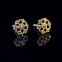 Thumbnail for 22K Gold Fancy Stud Earrings | Geometric Yellow Gold Filigree Studs NZ