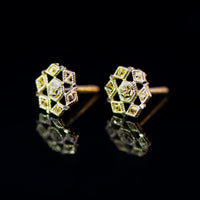Thumbnail for 22K Gold Fancy Stud Earrings | Geometric Yellow Gold Filigree Studs NZ