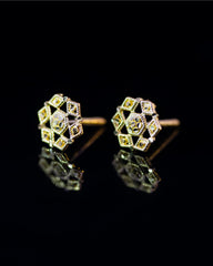 22K Gold Fancy Stud Earrings | Geometric Yellow Gold Filigree Studs NZ