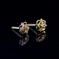 Thumbnail for 22K Gold Fancy Stud Earrings | Round Yellow Gold Filigree Flower Studs NZ
