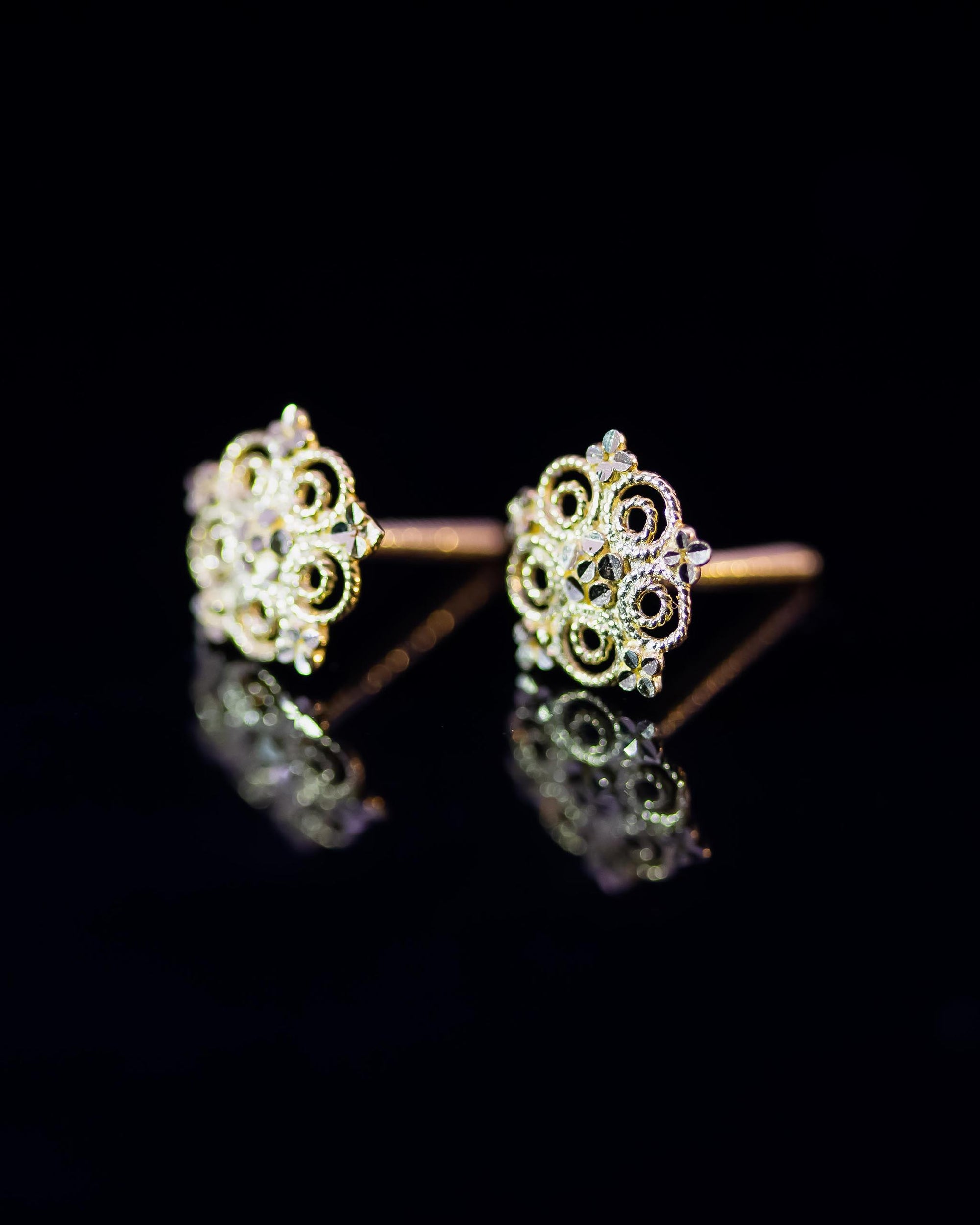 22K Gold Flower Stud Earrings | Yellow Gold Filigree Mandala Studs NZ