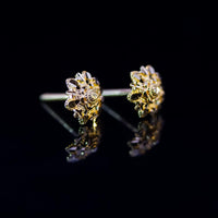Thumbnail for 22K Gold Fancy Stud Earrings | Ornate Yellow Gold Textured Flower Studs NZ