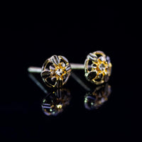 Thumbnail for 22K Gold Fancy Stud Earrings | Round Yellow Gold Openwork Floral Studs NZ