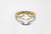 Oval Brilliant Cut Diamond Ring with Shoulder Diamonds in Yellow Gold- 2.22ct (Lab Grown)