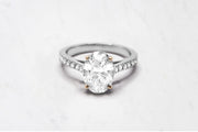 Oval Brilliant Cut Diamond Ring with Shoulder Diamonds in White Gold - 2.22ct (Lab Grown)