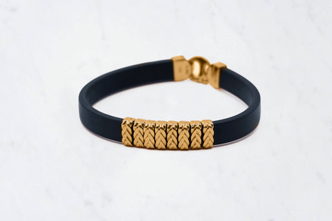 Navy Blue and Threaded Rose Gold Bracelet