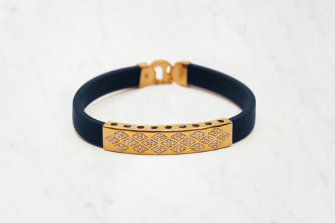 Navy Blue and Rose Gold Jewelled Bracelet