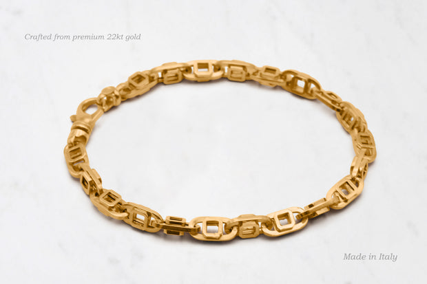 14K Yellow Gold Solid Figaro Link Chain Bracelet Italian 8