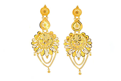Large Gold Floral Drop Earrings