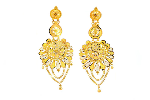 Large Gold Floral Drop Earrings