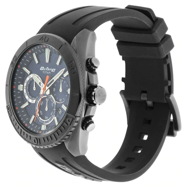 Blue Dial Silicone Strap Chronograph Watch with Date