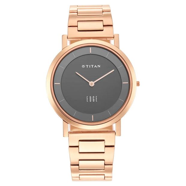 Edge Anthracite Dial Rose Gold Strap Watch