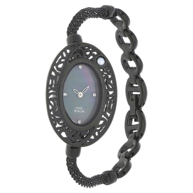 Raga Black Dial Metal Strap Watch - 9973NM01J